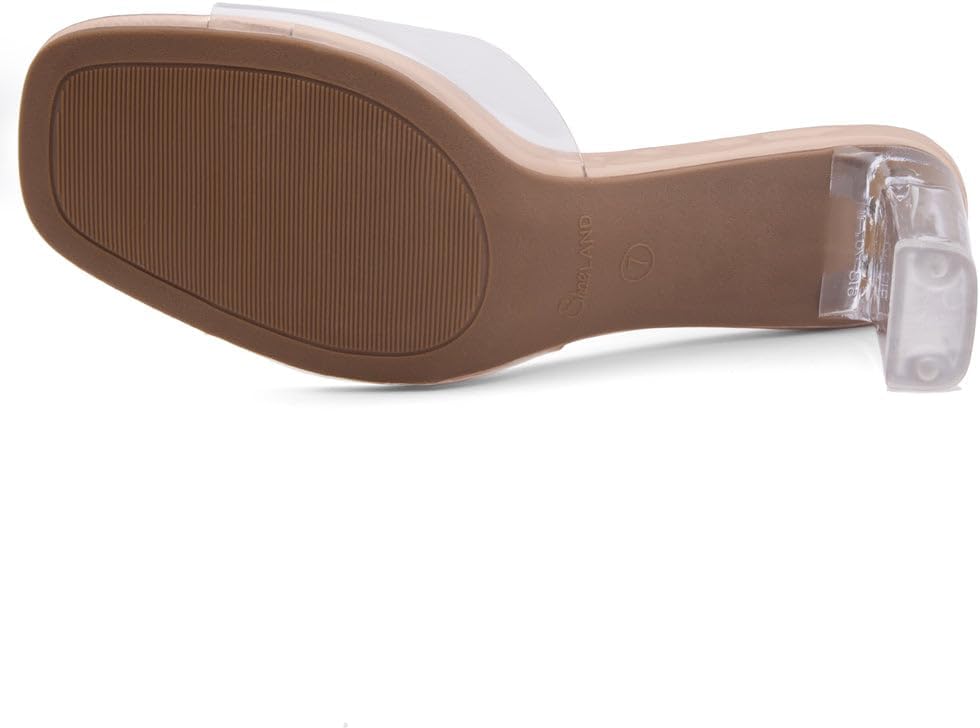 Shoe Land Clear Heels for Women – 3 Inch Chunky Heeled Mules, Transparent Slip-On Square Toe Slides | Dressy Clear Sandals for Wedding, Party & Casual Wear - Image 4