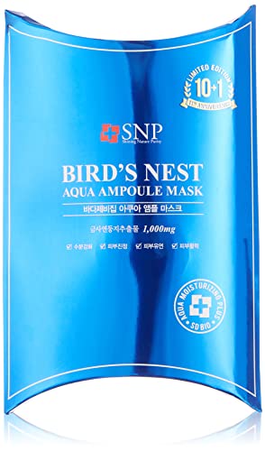 SNP Bird's Nest Aqua Ampoule Mask (New Version 3) (Pack of 10) - Moisturizing & Relieving Irritated Skin