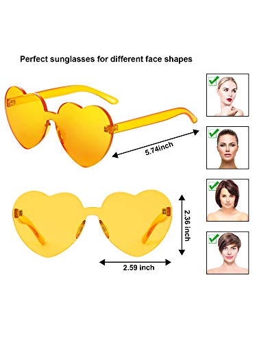 Gejoy 15 Pairs Heart Shaped Sunglasses for Women Men Valentine Transparent Candy Color Frameless Glasses2