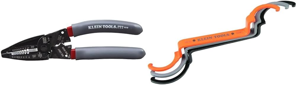 Klein Tools 1019 Wire Stripper/Crimper/Cutter and 50900R 1/2", 3/4", 1" Conduit Lockout Wrench Set