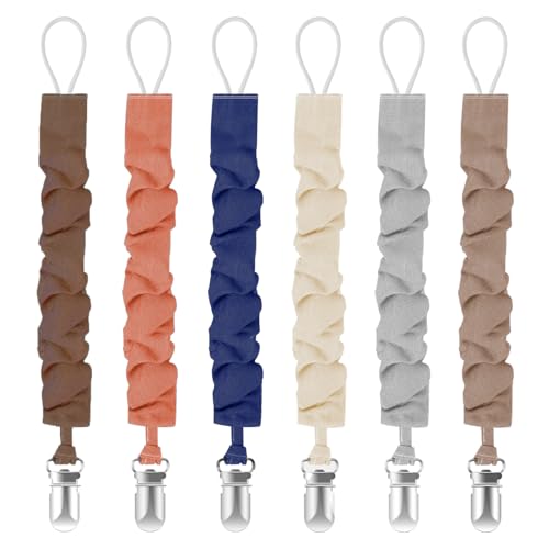 Image of Tender Babe Pacifier Clips for Baby Boys and Girls, Pacifier Holders for Teething Relief and Baby Essentials, Safe for Newborns (6 Pack)