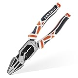 VANQUISH 8-in-1 Linesman Pliers, 8’’ Multipurpose Combination Pliers Wire Cutter/Crimper/Stripper, CRV Steel Hand Tool, Heavy Duty Side-Cutting Pliers for Crimping, Stripping, Shearing, Screwing, 3238