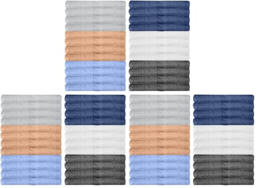 Image of KAHAF COLLECTION 72 Pack Wash Cloths | Multicolour 100% Cotton Extra Absorbent Face Towels | Soft, Quick Dry Washcloths for Bathroom, Spa, Gym, Baby & Travel (72 Packs (12x12))