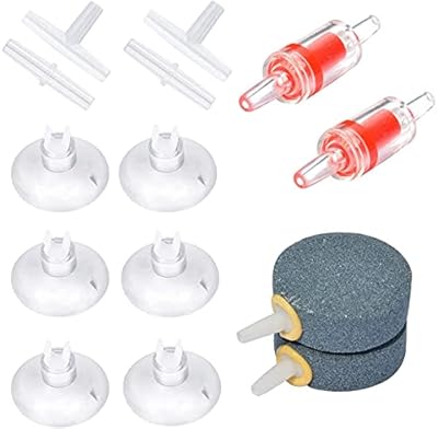 Uniclife Aquarium Air pump Accessories Set for Fish Tank, 2 Air Stones, 2 Check Valves, 4 Connectors and 6 Suction Cups