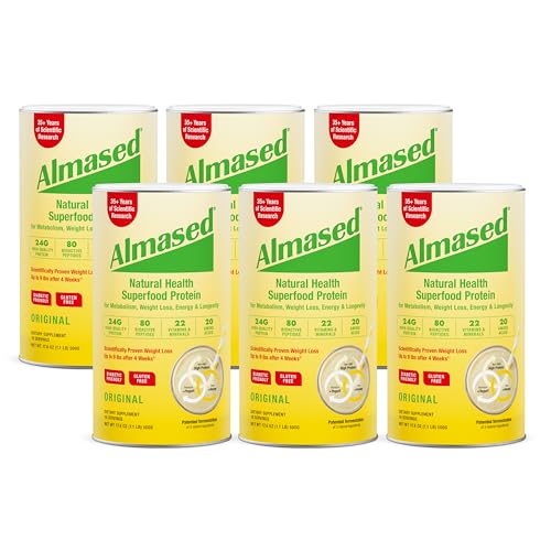 Almased Meal Replacement Shake - Plant Based Protein Powder for Weight Loss - Gluten-free, Non-GMO 17.6 oz (6 Pack)