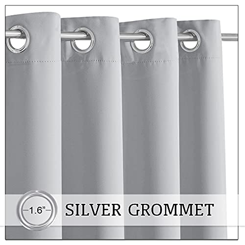 Ryb Home Outdoor Curtains For Patio - Blackout Waterproof Indoor Outdoor Solar Curtains For Canopy Bed Balcony Yard Screen Porch Window, 52 Inch Width X 84 Inch Length, 1 Panel, Light Grey #TOP1