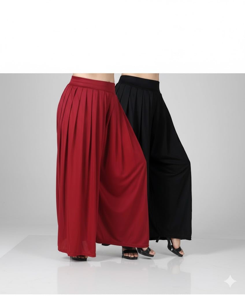4k fashion Women's Wide Leg Palazzo Trousers, High Waist, Flowy Maxi Style, Black and White-picture-52