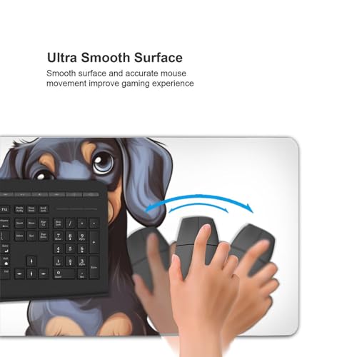 Sous-main de bureau teckel grand format pour protéger sa table et stabiliser le clavier - 5