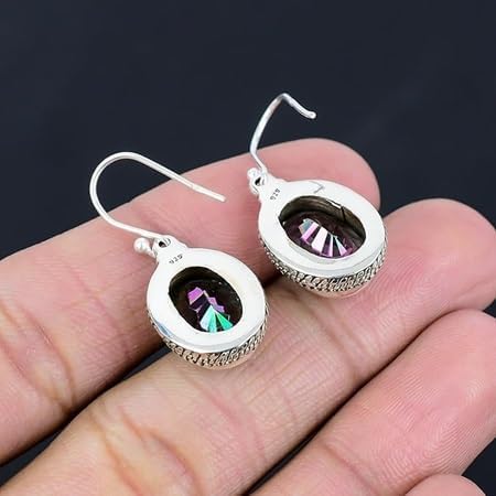 925 Sterling Silver Mystic Topaz Jewelry Set for Women – Oval Cut Ring, Earrings, Bracelet & Pendant – Colorful Gemstone Gift Set for Her - Image 8