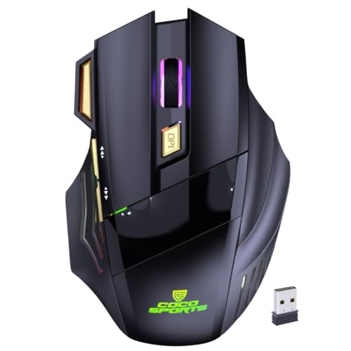 Image of coconut Gold+ Wireless Gaming Mouse Rechargeable, Bluetooth + 2.4GHz Dual Mode Multi Device Mouse, 3200 DPI, RGB LED Gaming Mouse with 7 Buttons & Fire Button, Ergonomic Mouse for Laptop PC Computer
