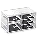 BINO 5 Drawer Acrylic Jewelry and Makeup Organizer, Clear Cosmetic Organizer Vanity Storage Display Box Make Up Organizers and Storage Makeup Stand