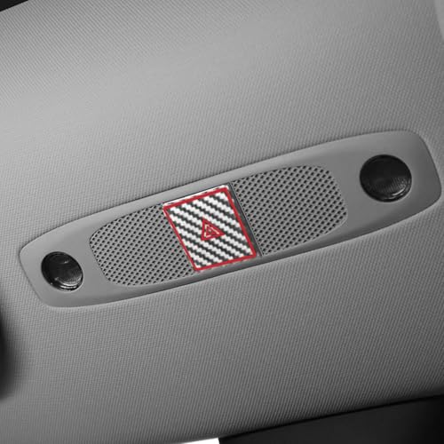 Image of BETTERHUMZ Car Interior Carbon Fiber Sticker Compatible with Tesla Model 3 2023-2020 Model Y 2024-2020 Roof Warning Button Trim Reading Light Cover Accessories (Silver)