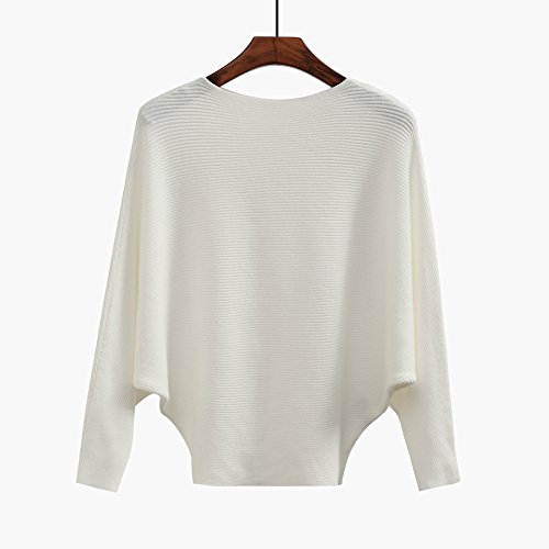 Image of EDSTAR Women Dolman Batwing Sleeves Knitted Sweaters Winter Boat Neck Pullovers Tops