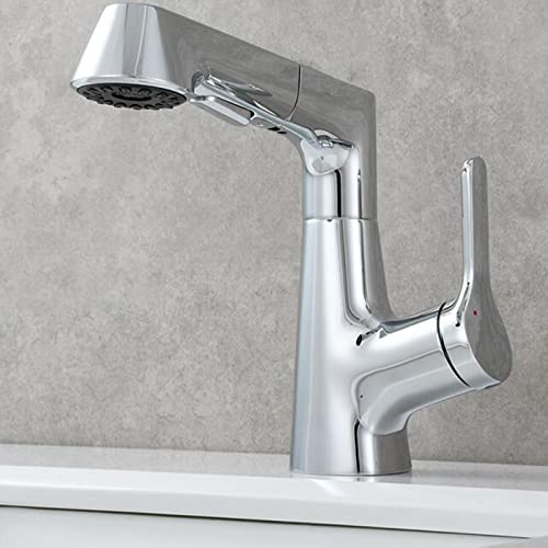 Mitigeur de lavabo avec douchette extractible eau chaude et froide