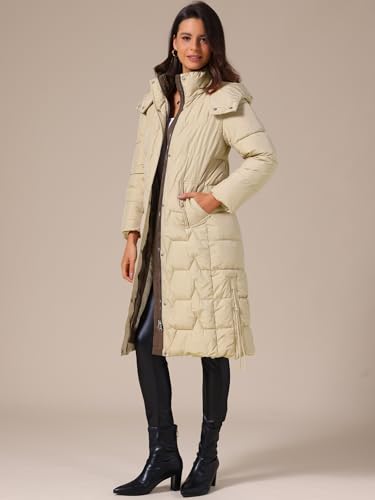 Allegra K Women's Long Puffer Jacket Thickened Warm Down Jacket Pockets Hooded Winter Coats2