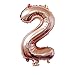 Maple Balloon 32" Rose Gold Number Digit Balloons Aluminum Foil Film Mylar Balloon New Year Engagement Birthday Party Anniversary(32",Number 2)