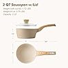 SENSARTE Ceramic Nonstick Sauce Pan with Lid, 2.0 Quart Small Saucepan, White Cooking Pot with Stay Cool Handle, Non toxic Kitchen Sauce Pot, Non stick Small Pot, Induction Pot, PFOA PTFE PFAS Free #5