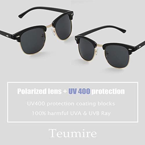 Retro Semi-Rimless Polarized Sunglasses for Men Women Driving Sun glasses 100% UV Blocking4
