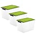 Produktbild Rotho Compact 3er-Set Aufbewahrungsbox Deckel, Kunststoff (PP) BPA-frei, grün/transparent, 3 x 19l, (40 x 28 x 27 cm), 3