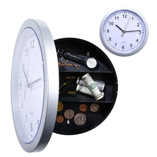 Wall Clock Diversion Safe,10 Inch Wall Clock with Hidden Safe,Secret Hidden Clock for Valuables (Silver)