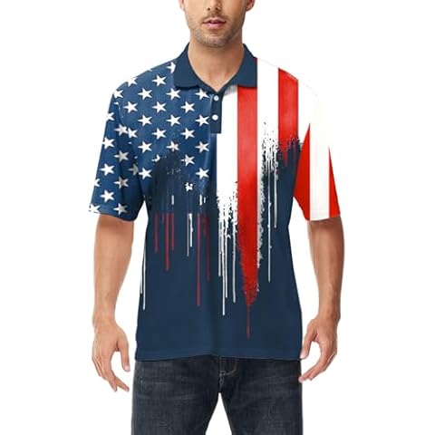 AOBUTE Men's Patriotic Polo Shirt for July 4th Cover