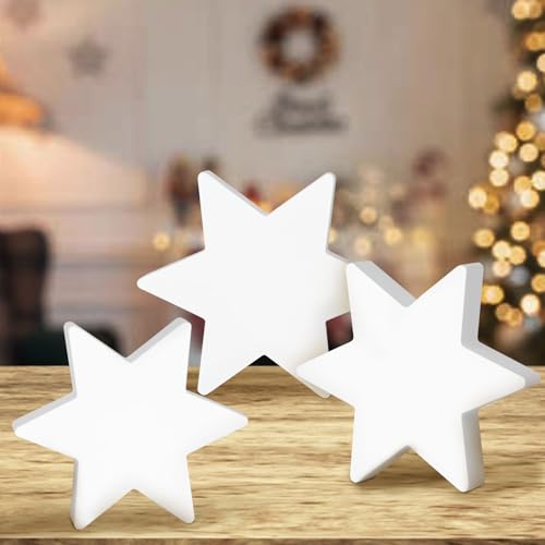 BETESSIN Tischdeko Weihnachten - Holzsterne 3er Set - Weihnachtsdeko...