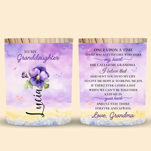 Personalized Granddaughter Keepsake Glass Jar with LED Light - Custom Birth Month Flower and Name Gift for Granddaughters - Image 6