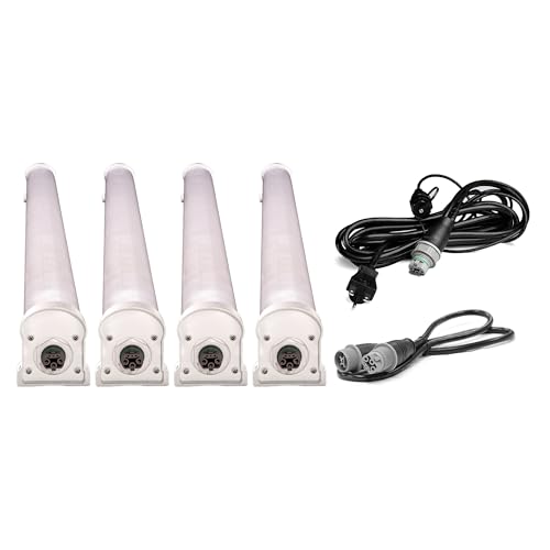 Faven R8 Under-Canopy LED Grow Light Bar, 240 Volt, 4-Pack, 120 Watt, 46-Inch with Power Cord & Extension Cord, for Indoor & Hydroponic Growing