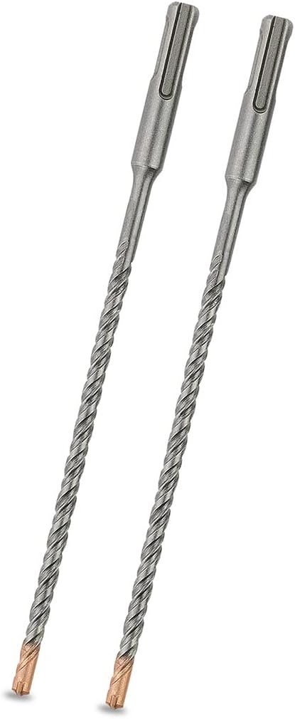 Meccion SDS Plus Hammer Drill Bits 6mm x 200mm x 2pcs, Professional Tungsten Cross Tip Rotary Impact Drill bit for Masonry, Brick, Concrete