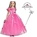 LiUiMiY Vestido de Princesa Disfraz Niña Tul Rosa para Carnaval Cumpleaños Cosplay Halloween Fiesta 2-8 años con accesorios, Rosa, 98-104 (etiqueta 100)