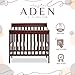 Dream On Me Aden 4-in-1 Convertible Mini Baby Crib in Espresso, GreenGuard Gold & JPMA, Sustainable Pinewood, Non-Toxic Finish, 3 Mattress Heights, Converts to Mini Day & Twin-Size Bed