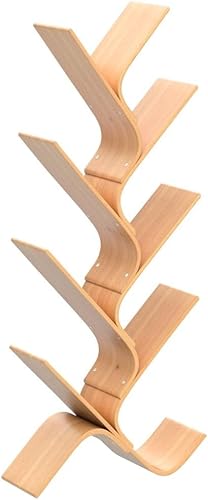 Miniatura 5 de NA - Estantería moderna de árbol de bambú de 8 niveles, estantería creativa curvada de pie, estantes organizadores de almacenamiento, estante de