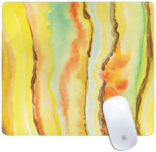 Skinit Small Gaming Mouse Pad - Tuscan Sun Watercolor Geode Design with Stitched Edges, Waterproof, Non-Slip Rubber Base, Desk Mat for Keyboard & Mouse, 12.6" x 11" inches