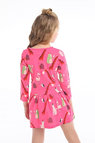 Toddler Girls Long Sleeves Dress Casual Fall Winter Party Princess Dress Pink Zoo 3T #TOP5
