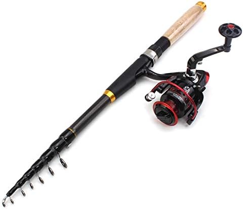 ポータブル釣り竿 カーボンファイバー伸縮釣り竿 ポータブルスピニングロッドとスピニングリール 多機能セット 1.8m 2.1m 2.