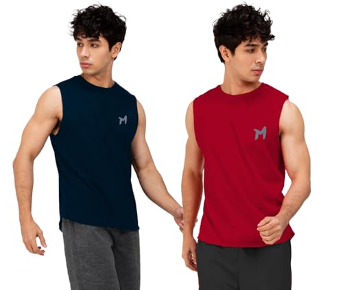 Image of Solid Sleeveless Cotton Regular Fit Mens Stylish Top Tanks Vest T-Shirt (Combo Pack of 2)