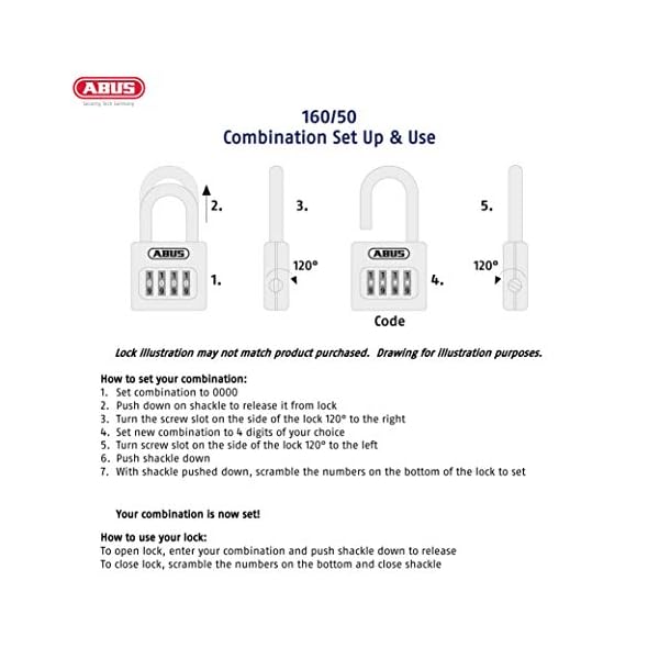ABUS 160/50 B 160 All Weather Chrome 4 Dial Combination Padlock, Black/Silver - Image 4