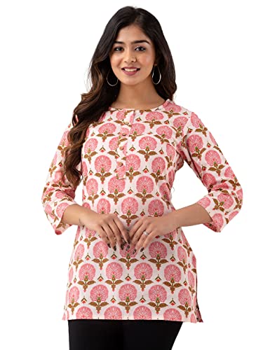 Image of feranoid Women Cotton Printed Straight Short Kurti