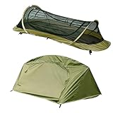 TGpao Easy Set up Ultralight Bivy Tents for Camping,1 Person Pop Up Backpacking Tent for Camping/bivy/Hiking, Waterproof & Mosquito Proof Outdoor Shelter(Army Green)