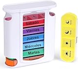 Tinkipaly Pastillero Semanal 4 Tomas Español, Pastillero Diario 7 Dias, Dosificador de Comprimidos con 28...