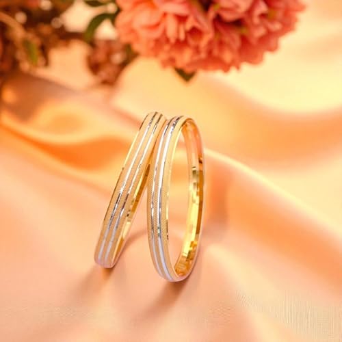 Image of ACCESSHER Traditional Gold-Tone Kada Bangles Set | Handcrafted Textured Bangle Jewellery Set for Gift | Stylish Bracelet Bangles for Women & Girls (Set Of 2)