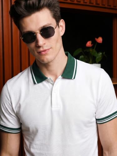 Image of Veirdo Pure Cotton Half Sleeves Regular Fit Plain Solid Classic Polo Colored Collar T-Shirt for Men (Colors: Olive, Maroon, Navy, Black, Green & Orange)