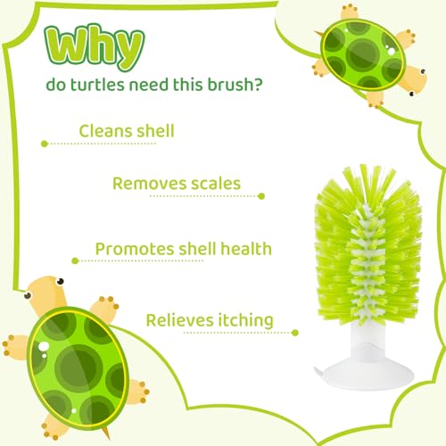 Image of 2pcs Turtle Brush with Suction Cup, Tortoise Shell Cleaning Scrub, Pet Back Mud Bristle Cleaner, Exfoliate Scrubber Scratcher, Aquatic Aquarium Tank Toy Accessories, Kitchen Sink Wine Bottle Glass