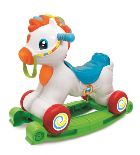 Clementoni - Brinquedo bebé correias, cavalinho balancim interativo, com sensor de movimento, sons e músicas, 61785
