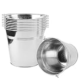 KINJOEK 8 Packs 7 Inch Galvanized Metal Bucket with Handle, Round Flower Pot Plant Rustic Basket, Galvanized Planter Pail for Balconies, Gardens Patios, Office, Indoor Outdoor Parties Wedding Decor