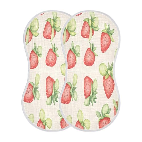 Strawberries Plant Burp Cloths Cotton Baby Washcloths,Large 22x11in Burping Cloth Absorbent and Soft for Newborn Baby Boys and Girls,4 Pack2