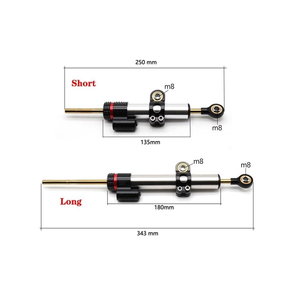 Amortiguador Dirección Estabilizador Ajustable Universal Motocicleta CNC Para Yamaha XJ6 XJ6N XJ6S XJ6F Para Desviación/F ABS Para Tenere 700 XT1200ZE Estabilizador dirección motocicleta ( Size : Long
