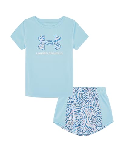 Image of Under Armour Girls' 2-piece Short Sleeve Tee and Shorts Set, Lightweight and Comfortable