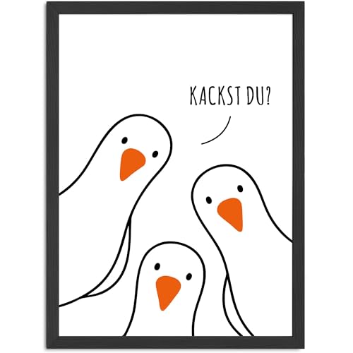 MoonWorks® Poster Bilder Badezimmer Sprcuh lustig Kackst du Katze Möwe Wand-Deko Bad WC lustige Sprüche Digitaldruck