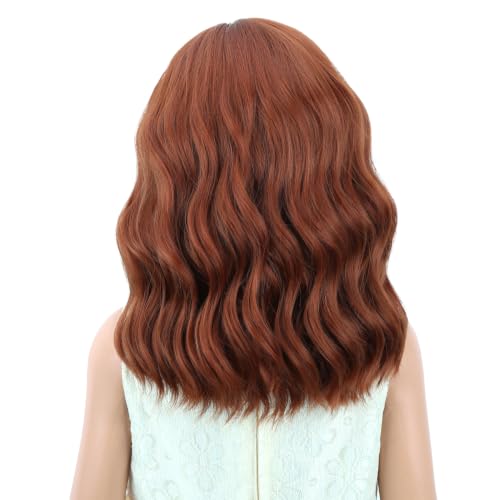 Image of PATTNIUM Kids Ginger Orange Wig Child Short Wavy Wig Dark Orange Wigs for Girls Cosplay Halloween Party Costume Heat Resistant Synthetic Wigs